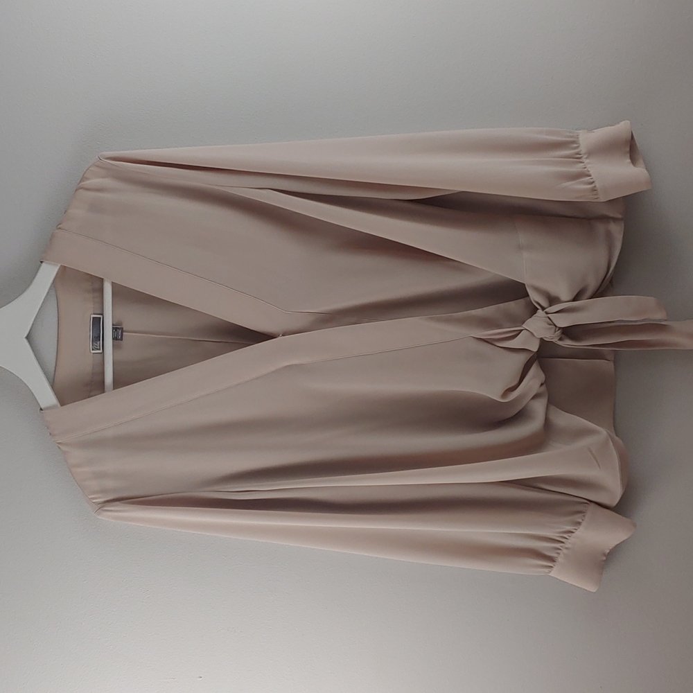 Chelsea 28 Size XL faux wrap long sleeve blouse with size tie tabs 2 button cuff